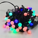 картинка Светодиодная гирлянда "Жемчужина" (матовые),60 ламп,  черный провод, мультицвет, переходник,8м/60шт. — Великий Путь