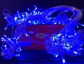 картинка Светодиодная гирлянда "Штора" 2*2м, 100 ламп, синий, прозр. провод, с переходником, 8 режимов/60шт — Великий Путь