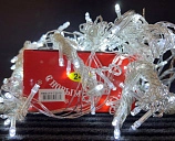 картинка Светодиодная гирлянда "Штора" 2*2м, 100 ламп, холодный белый, прозр.провод, с переходн., 8 реж/60шт — Великий Путь